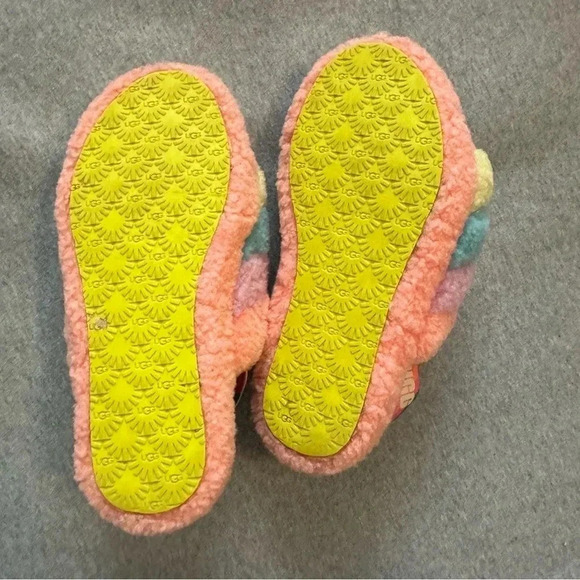 Ugg big kids fluff yeah slide pink multicolor size 5 - Picture 9 of 10
